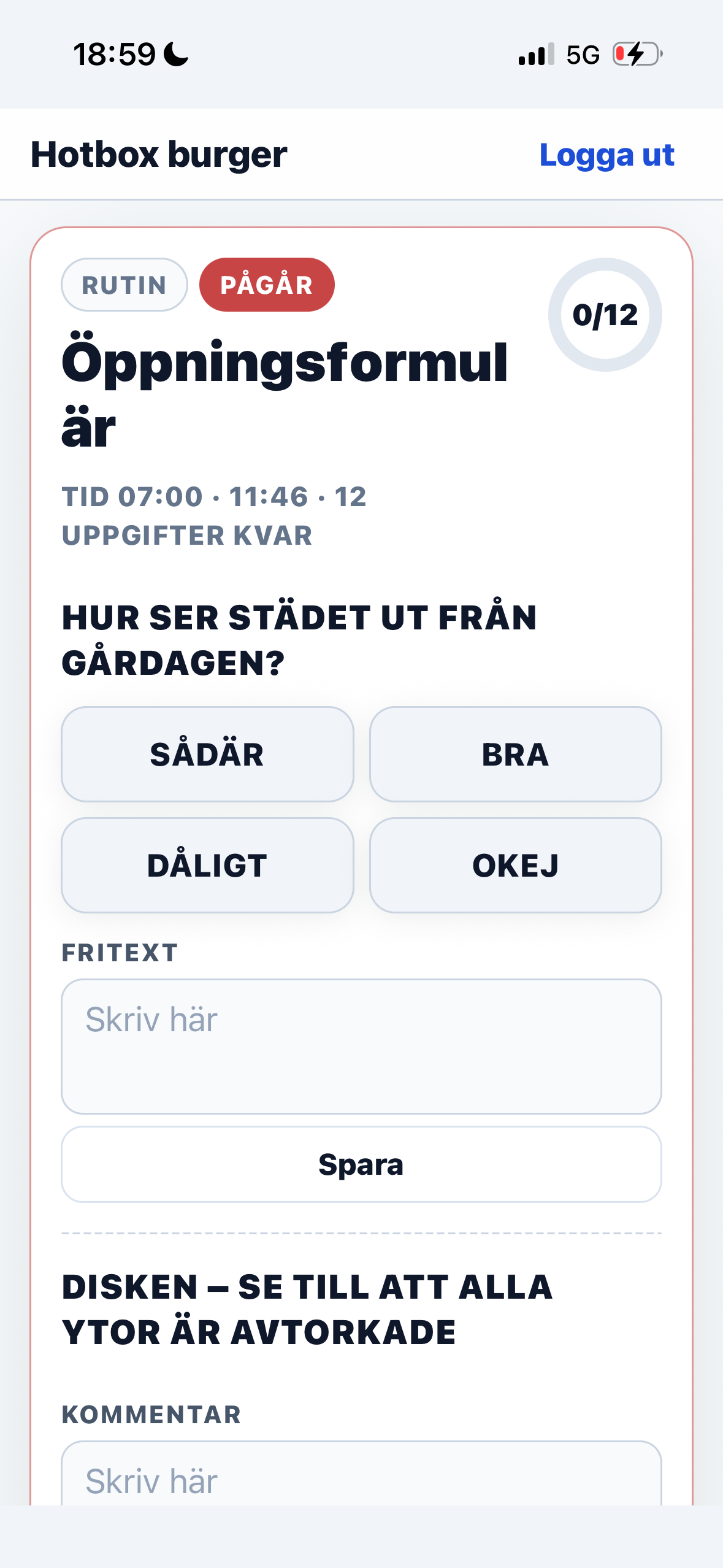 Klaro checklistvy i mobilen