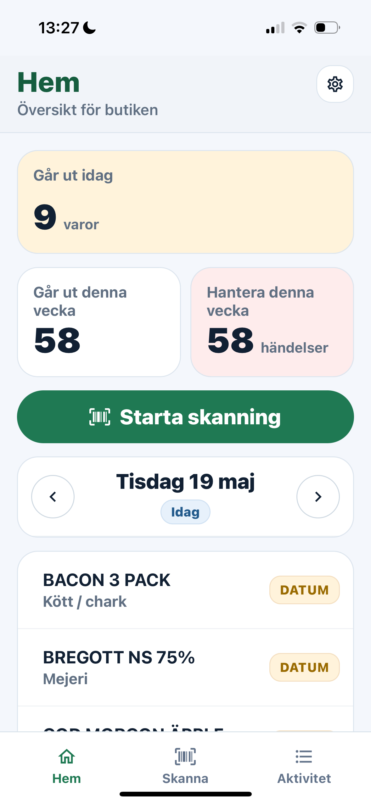 Klaro datumhantering i mobilen